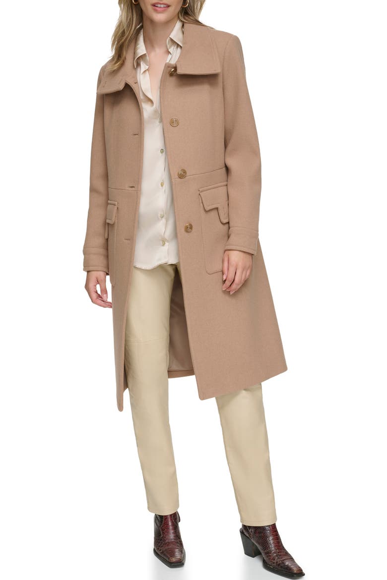 Almedia Wool Blend Twill Coat, Alternate, color, CAMEL