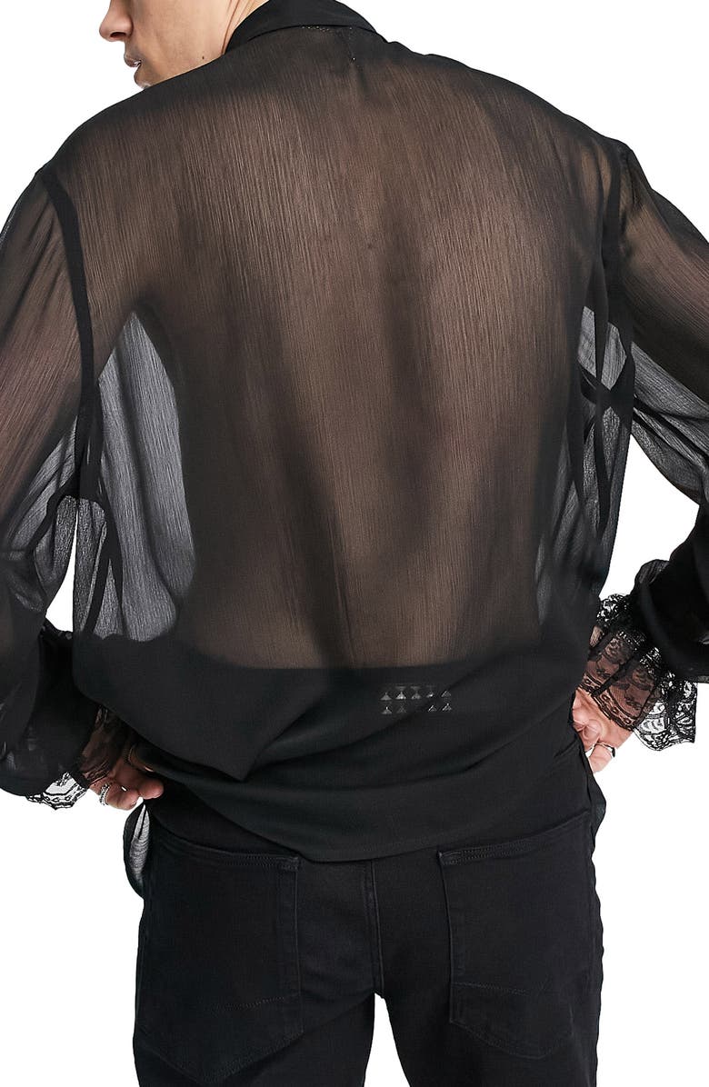 ASOS DESIGN Sheer Button-Up Shirt, Alternate, color, 
