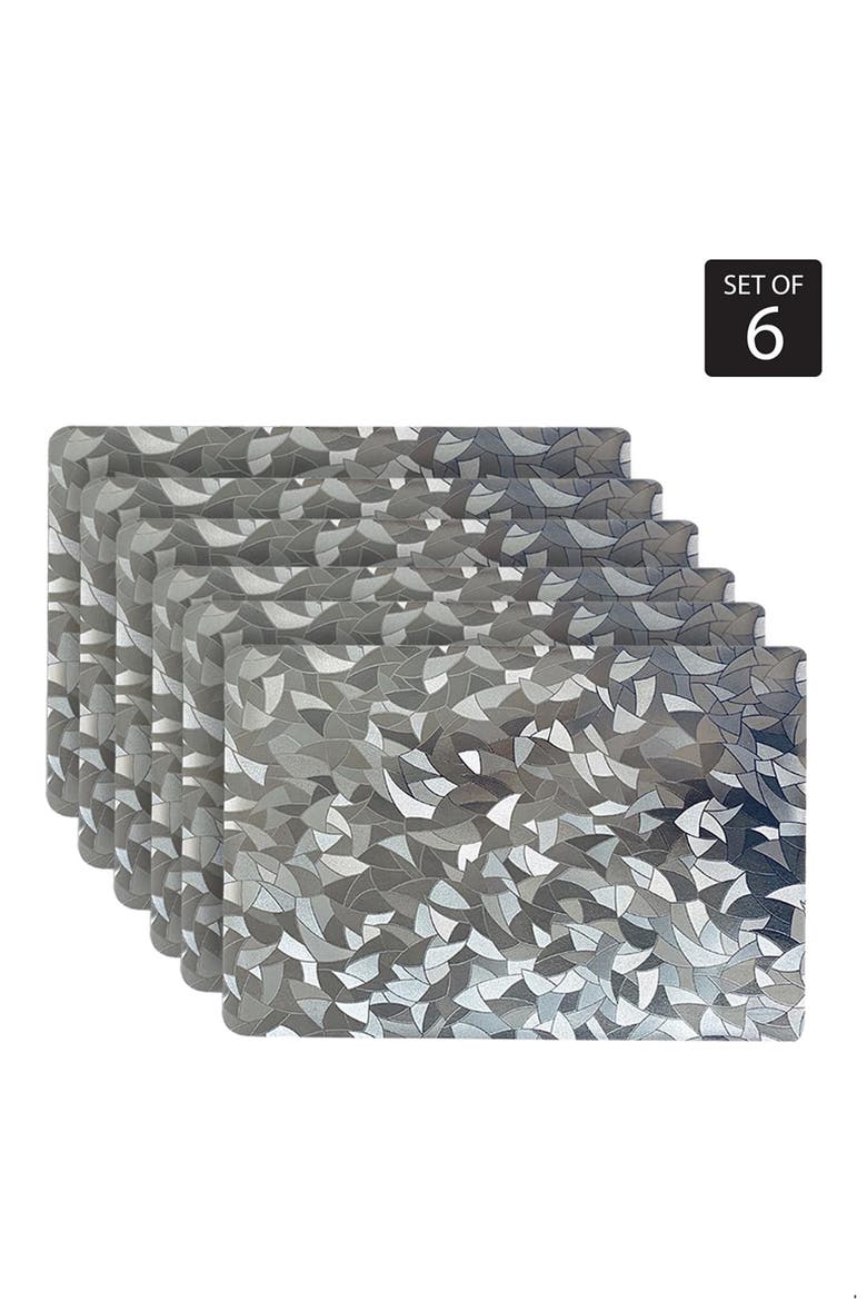 Mirrored Set of 6 Placemats, Alternate, color, SILVER