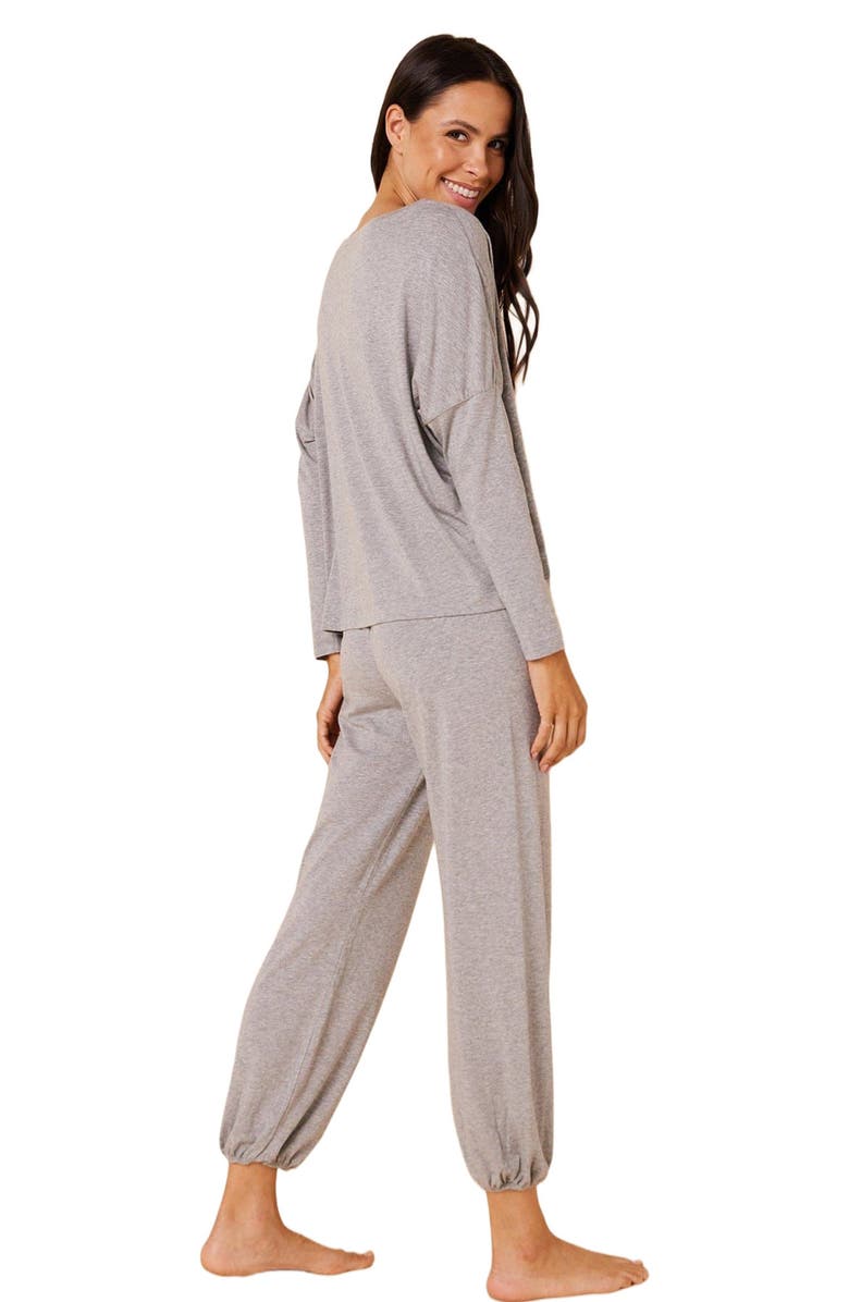 The Cat's Pajamas Pima Knit Holiday Pullover Set, Alternate, color, Classic Heather Grey