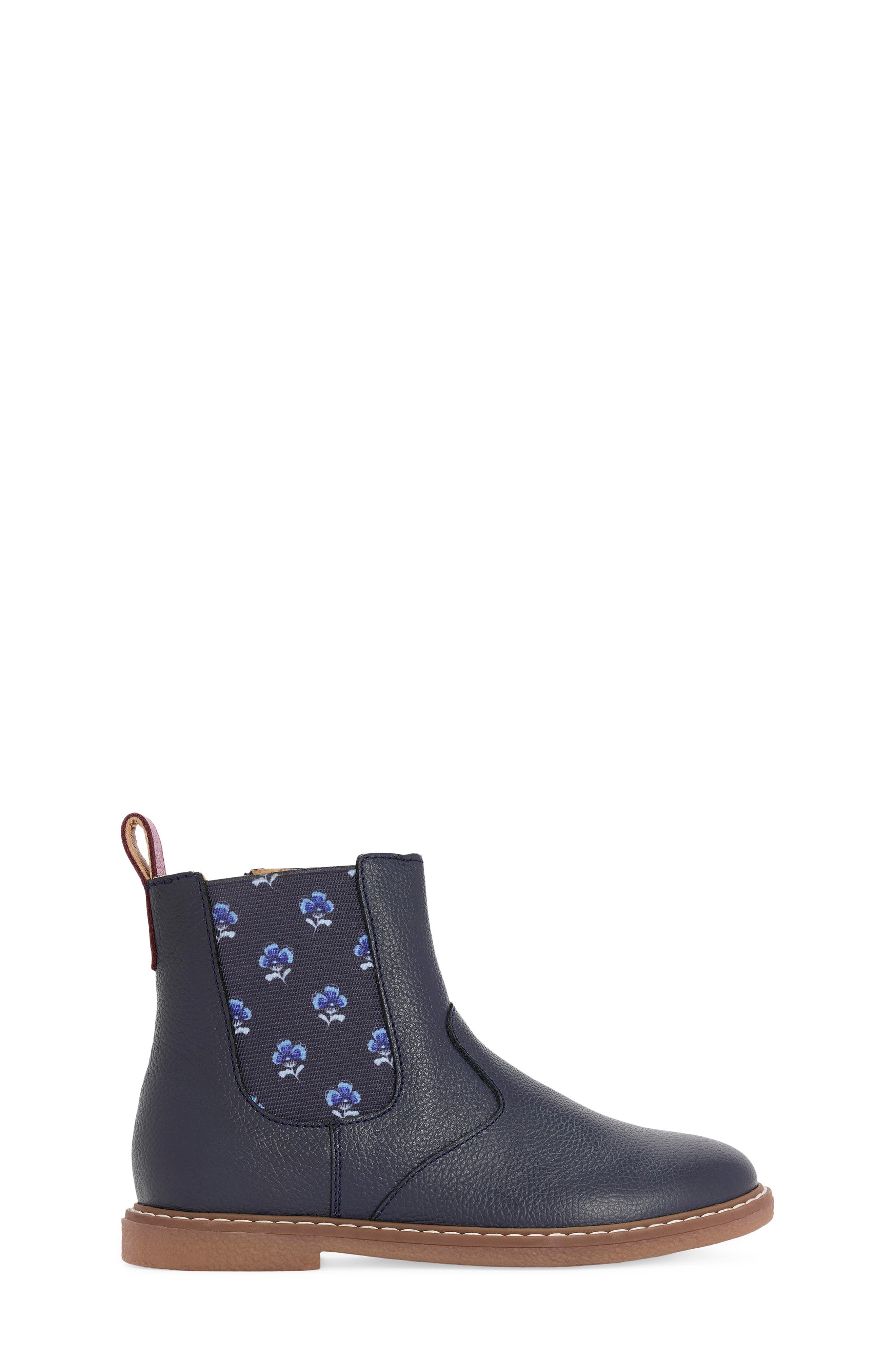 Kids' Flower Embellished Chelsea Boot, Alternate, color, NAVY
