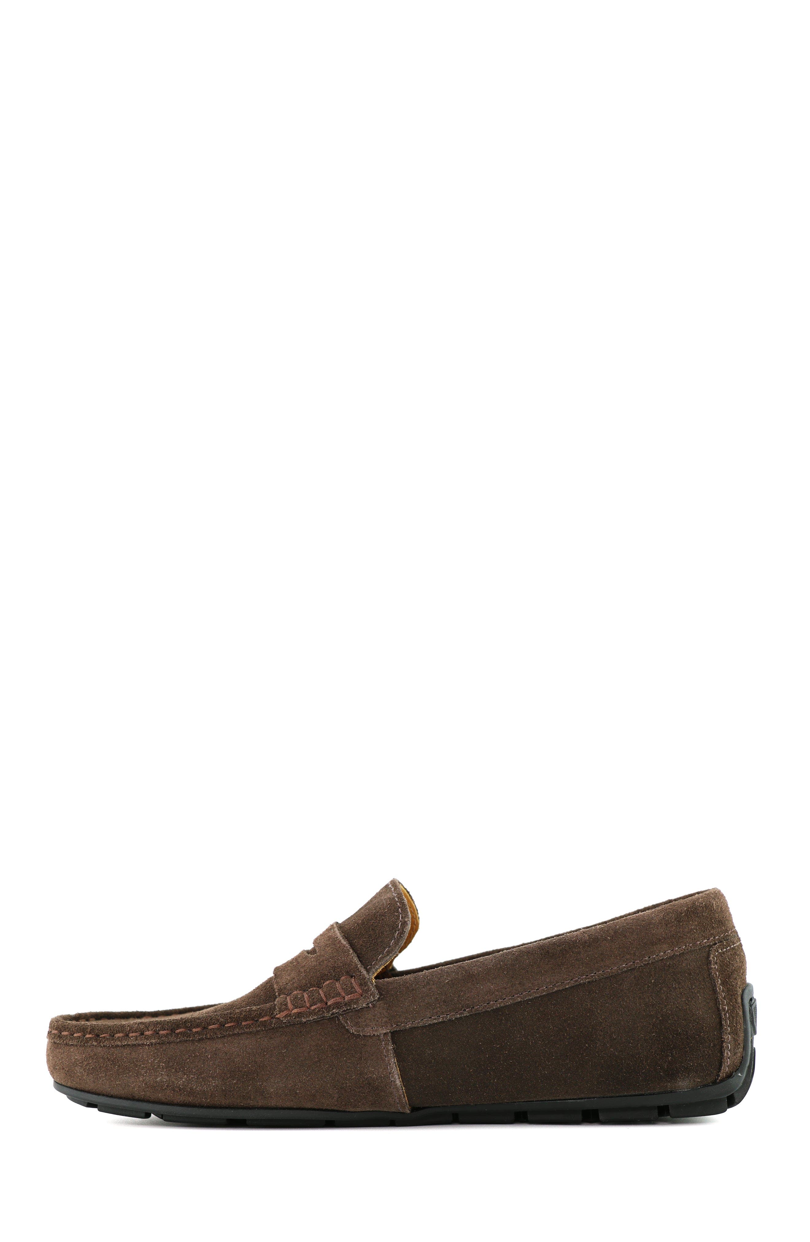 West Village Leather Slip on Penny Loafer, Alternate, color, Brown Suede