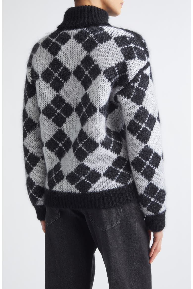 Argyle Mohair & Silk Turtleneck Sweater, Alternate, color, 22-75 BLK LT PRL GRY