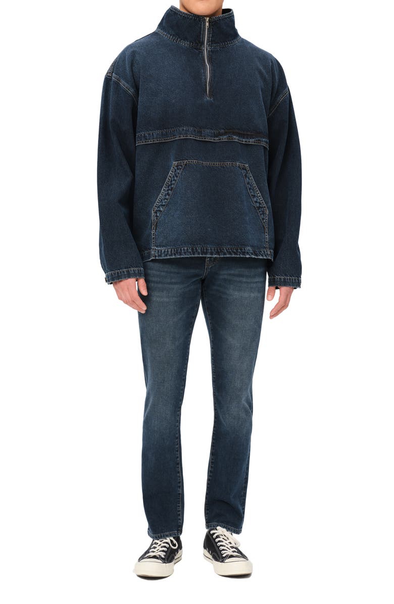 WARP+WEFT Oversize Denim Half Zip Popover Jacket, Alternate, color, 