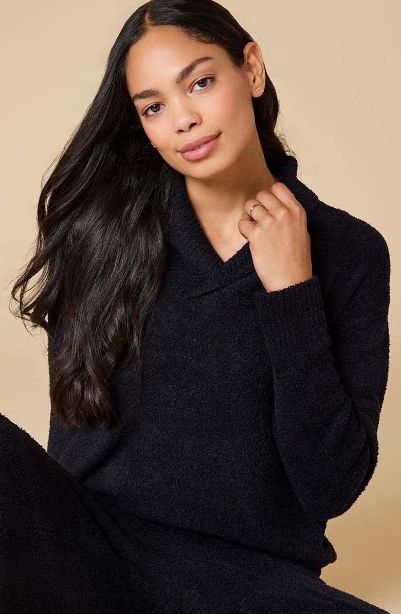 Softies Ultra-Marshmallow Shawl Collar with Pintuck Pant, Alternate, color, Black