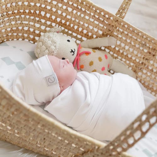 Ely's & Co. Jersey Cotton Baby Beanie Hat Set 2-pack In Heather Grey & White