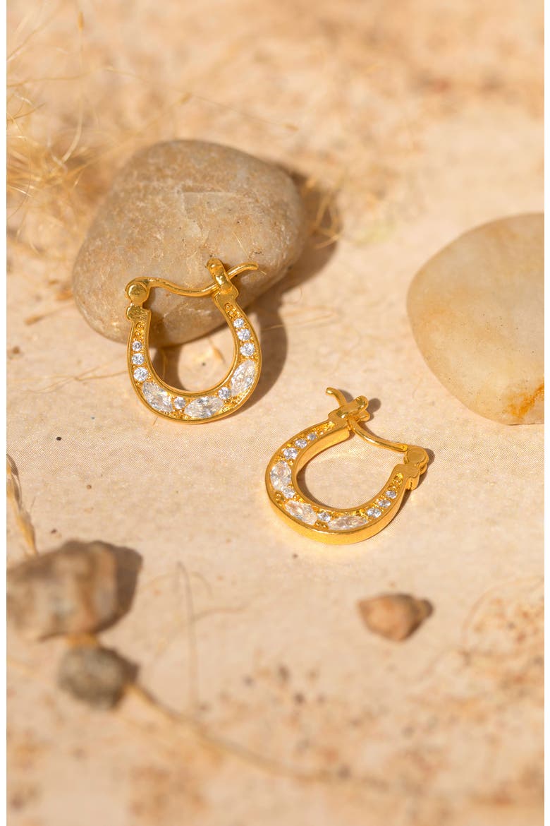 Horseshoe Huggie Hoop Earrings, Alternate, color, GOLD