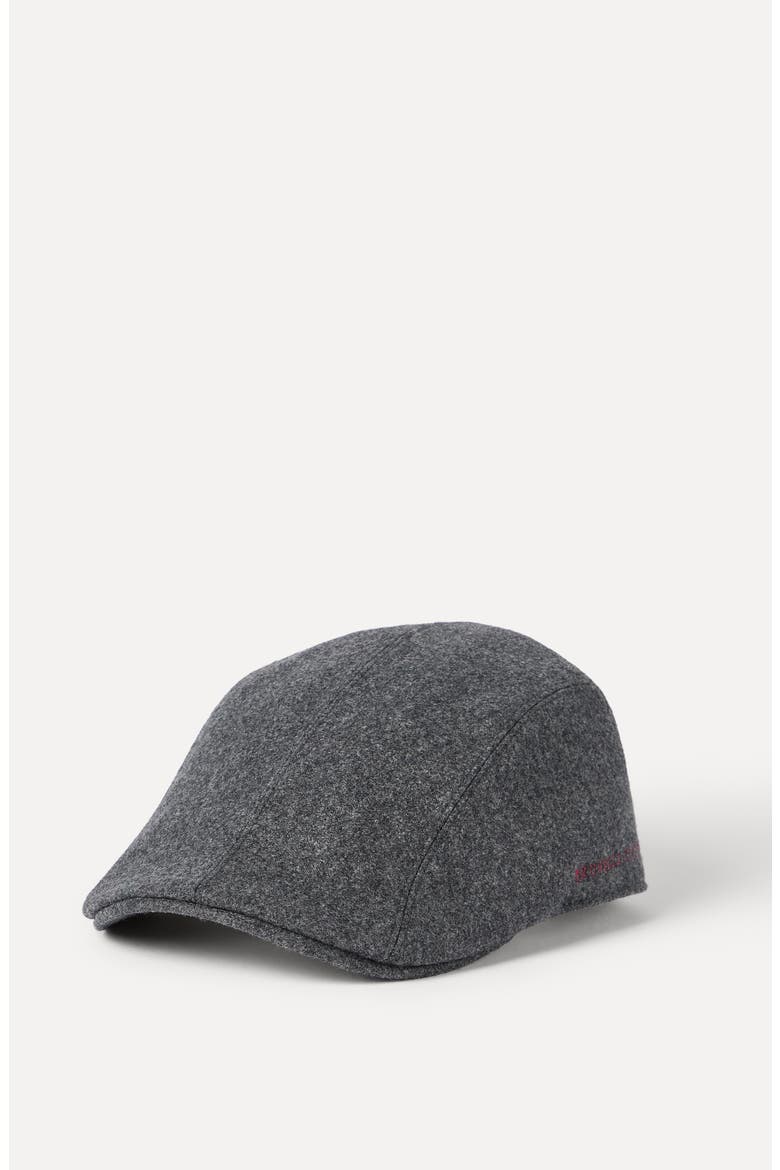 Virgin wool flannel flat cap, Alternate, color, Dark Grey