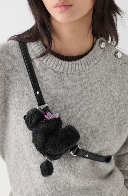 Kate Spade New York Duo Genuine Shearling Crossbody Bag With Bear Zip Pouch In Black