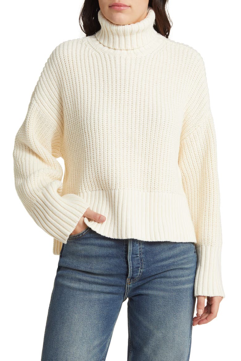 Wide Rib Turtleneck Sweater, Main, color, ANTIQUE CREAM