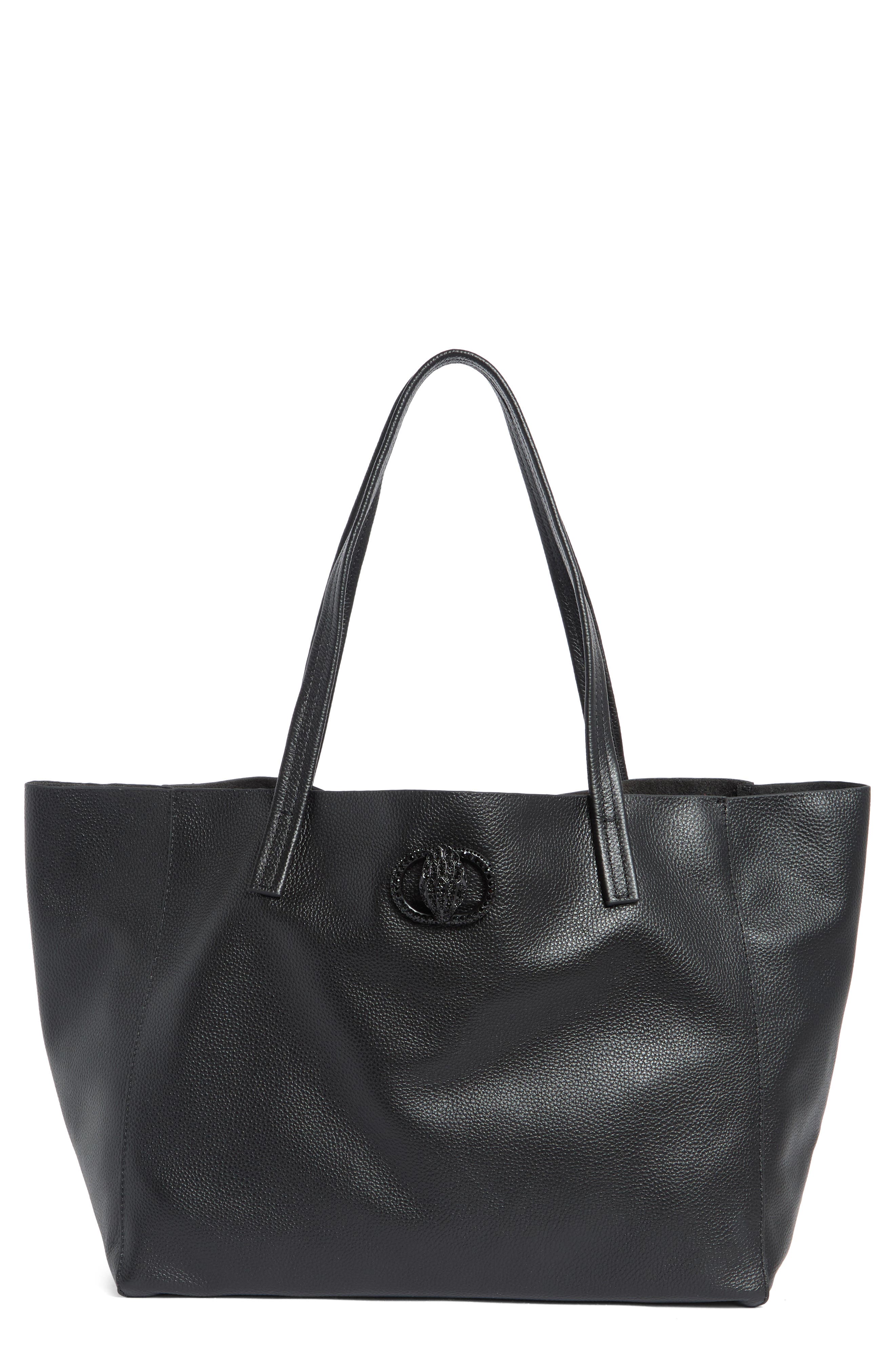 Large Chelsea Slouch Leather Tote, Main, color, BLACK