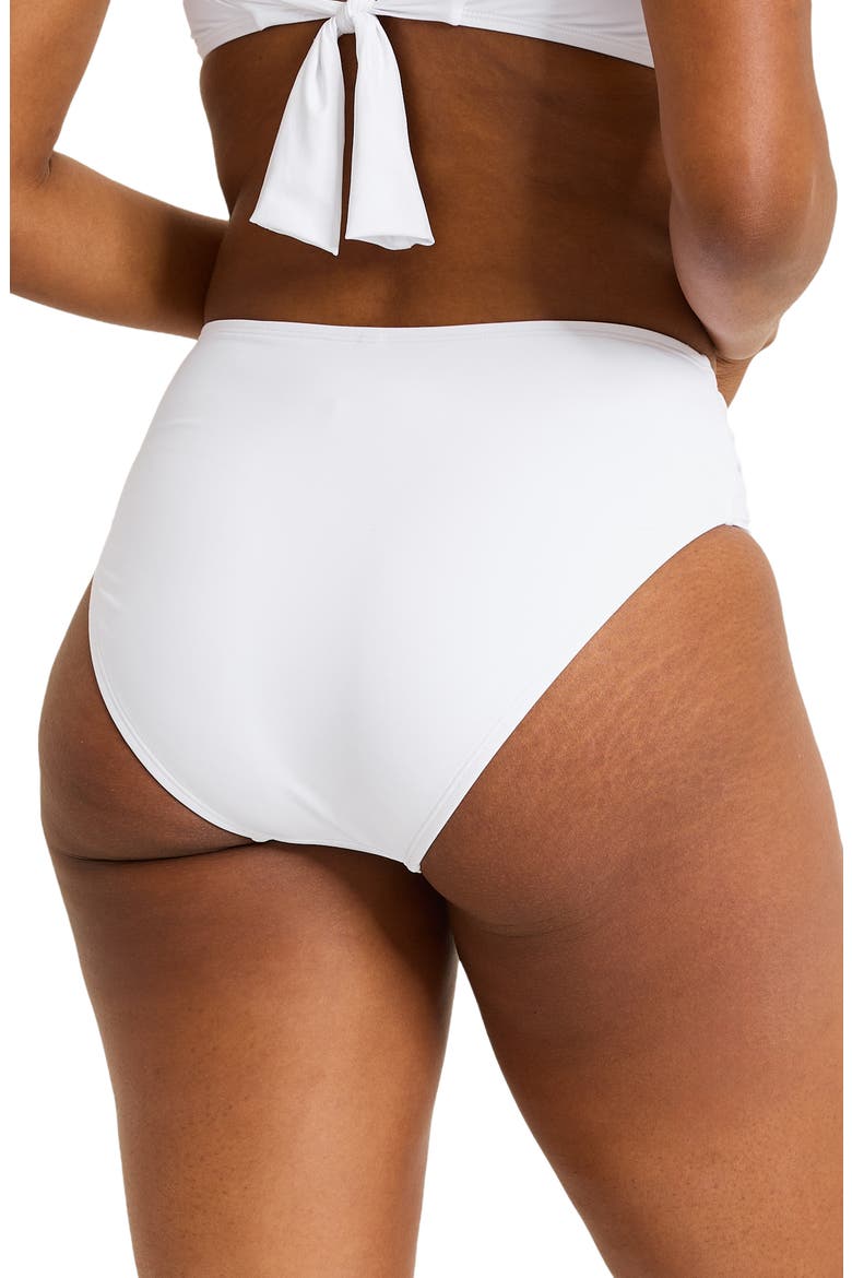 Pearl Ruched High Waist Bikini Bottoms, Alternate, color, WHITE