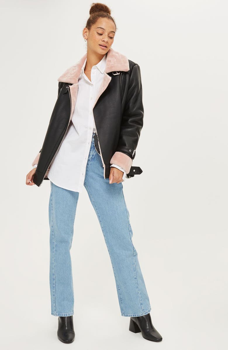 Topshop Lola Biker Jacket, Alternate, color, 
