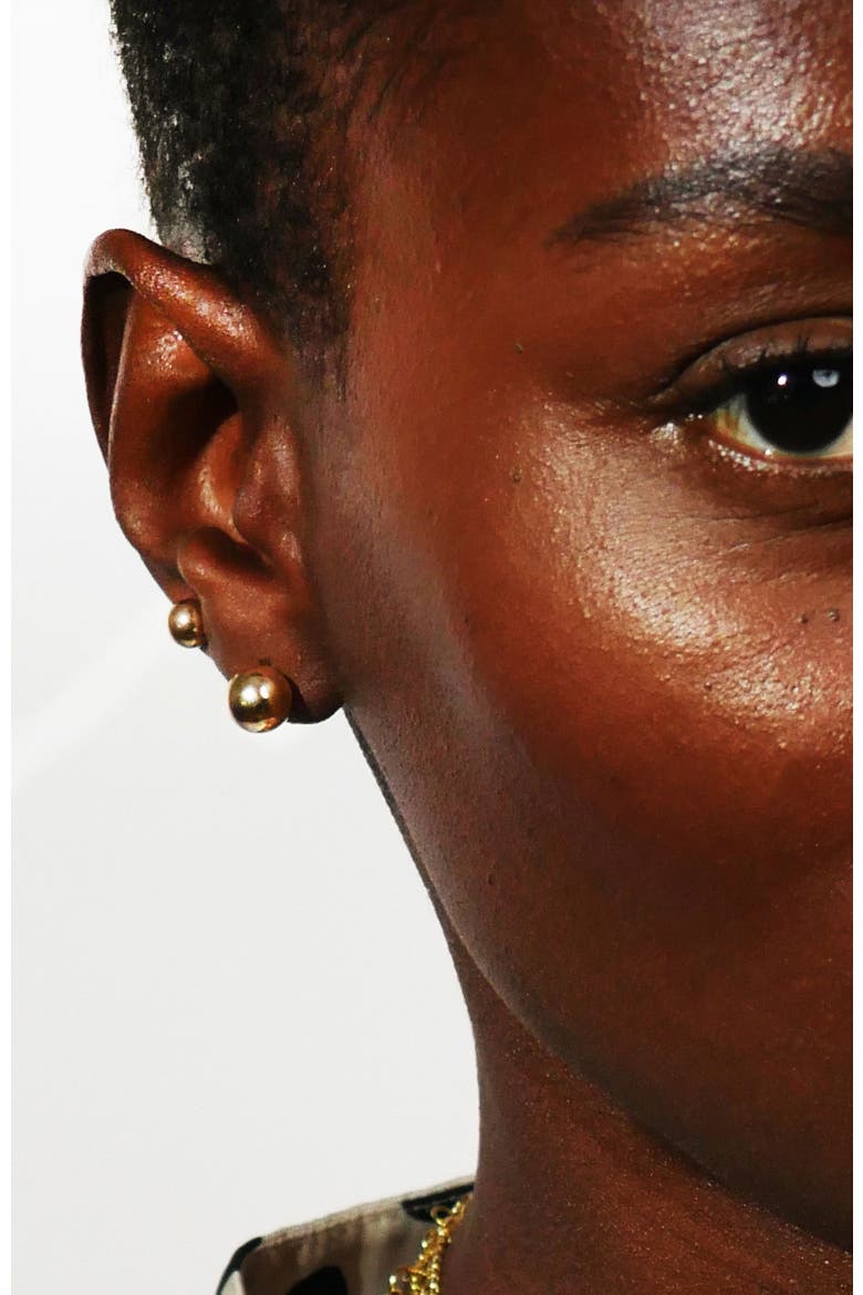 Gold Stud Ball Earrings, Alternate, color, Gold