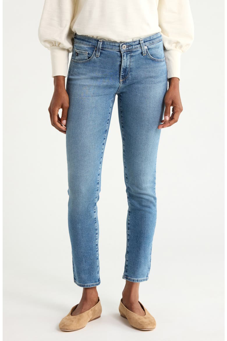 Prima Low Rise Ankle Cigarette Jeans, Main, color, CIELO