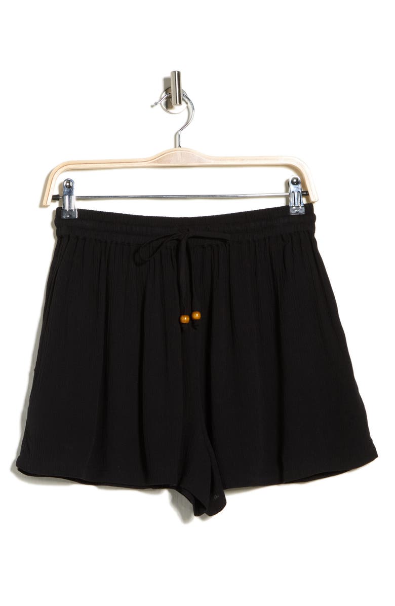 NORDSTROM RACK Gauze Cover-Up Shorts, Main, color, Black