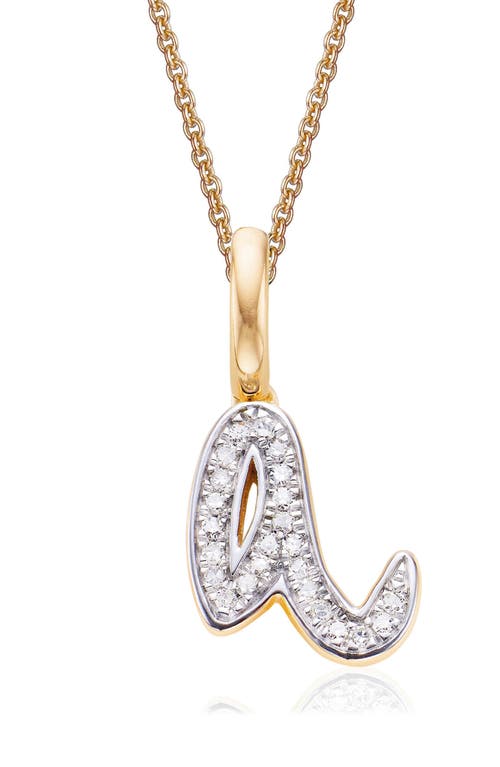 Monica Vinader Alphabet Diamond Pavé Pendant Charm in Gold/Diamond- A 