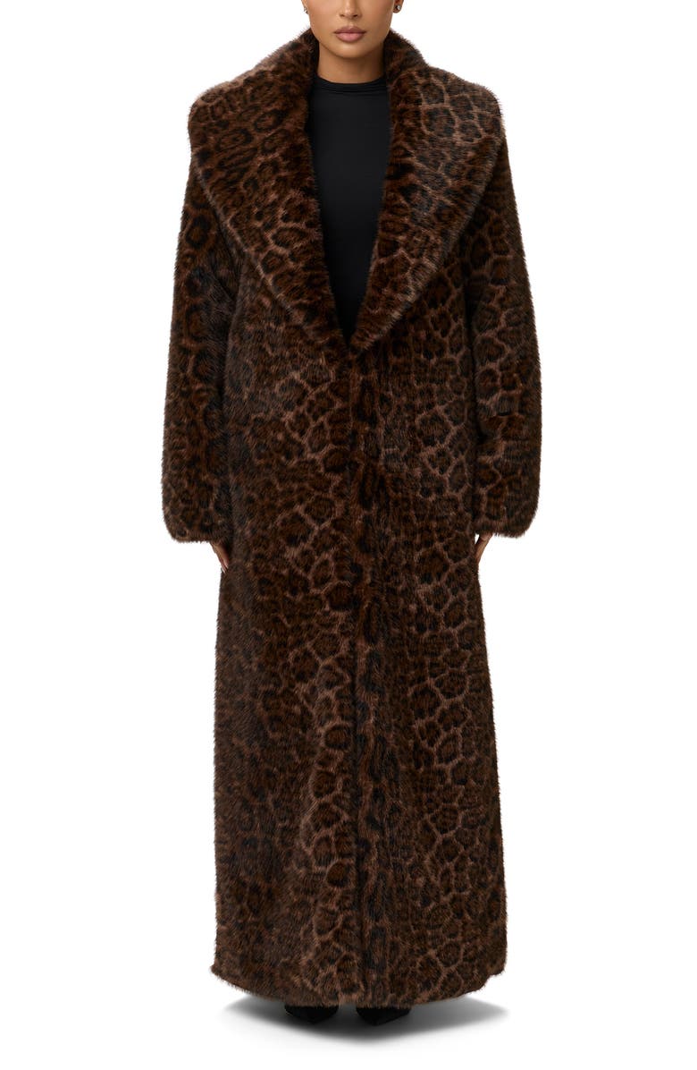Naked Wardrobe Leopard Faux Fur Coat, Main, color, Dark Leopard