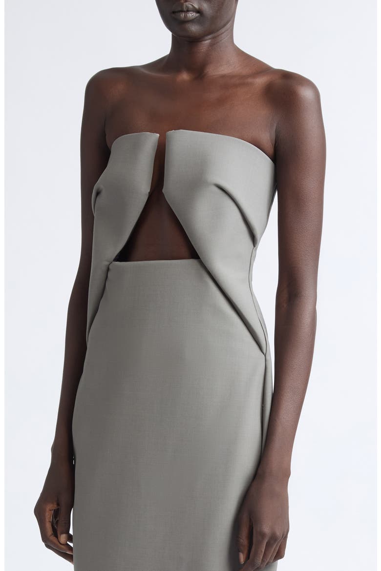 Abito Prong Cutout Strapless Wool Blend Gown, Alternate, color, STEEL