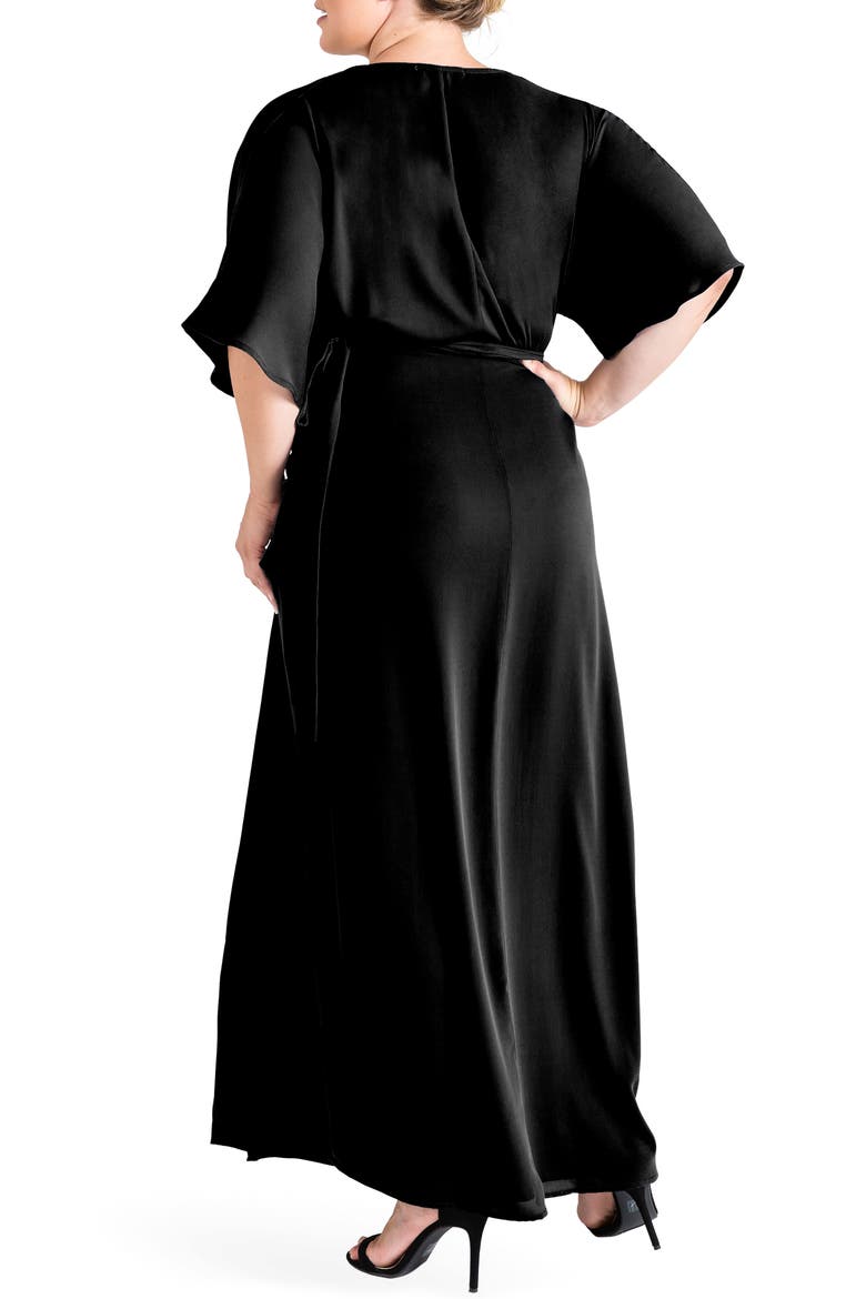 Short Sleeve Wrap Maxi Dress, Alternate, color, BLACK