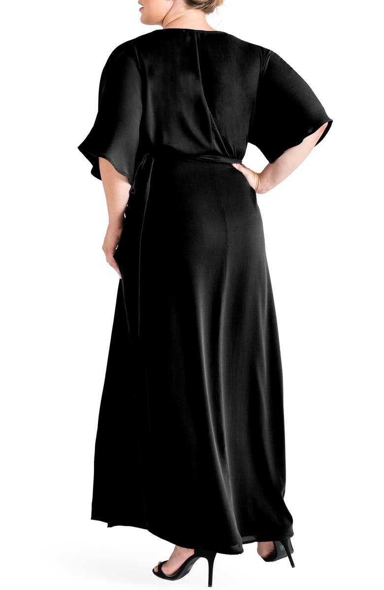 Standards & Practices Short Sleeve Wrap Maxi Dress, Alternate, color, Black