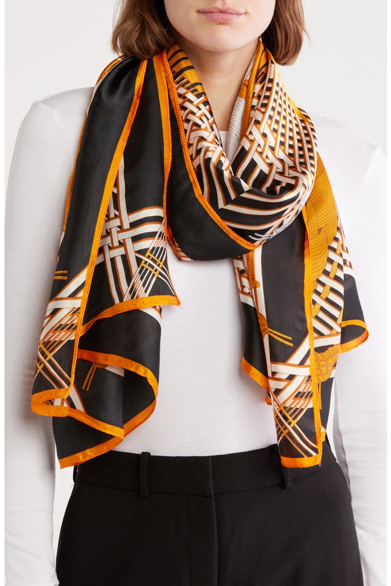 Abstract Print Scarf, Main, color, BROWN