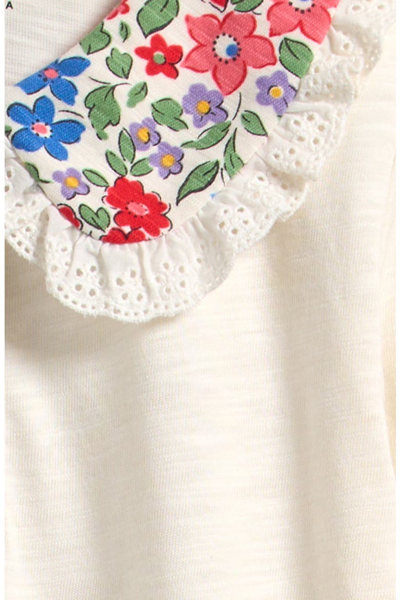 Kids' Ruffle Trim Cotton T-Shirt, Alternate, color, SOFT IVORY BRODERIE