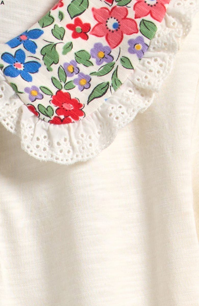Mini Boden Kids' Ruffle Trim Cotton T-Shirt, Alternate, color, Soft Ivory Broderie