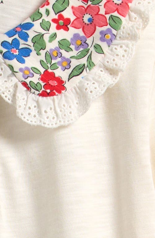 Mini Boden Kids' Ruffle Trim Cotton T-shirt In White