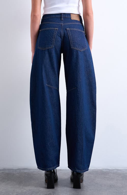 Topshop High Waist Barrel Jeans In Blue