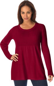Jessica London Ribbed Baby Doll Tunic Sweater