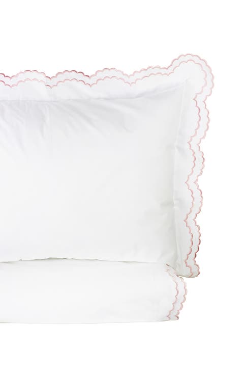 Embroidered Scallop Trim Cotton Percale Duvet Set