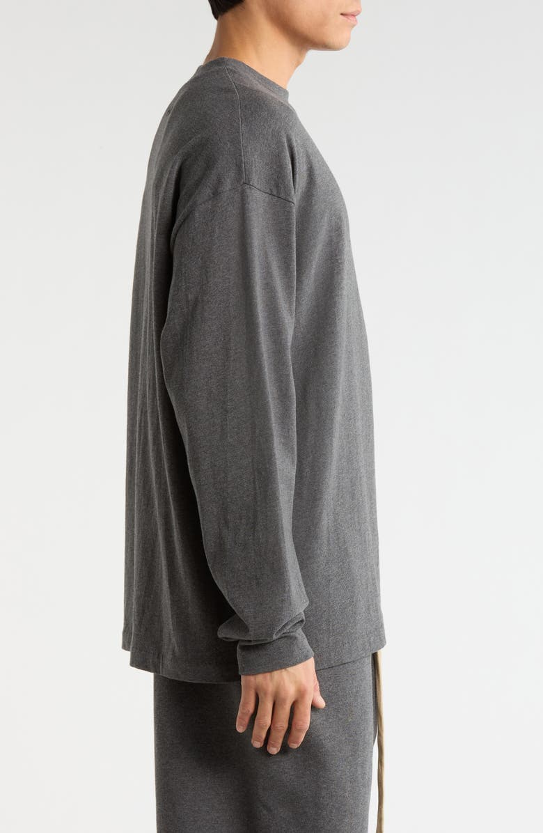 Fear of God Essentials Classic Fit Embroidered Logo Long Sleeve T-Shirt, Alternate, color, Charcoal Heather