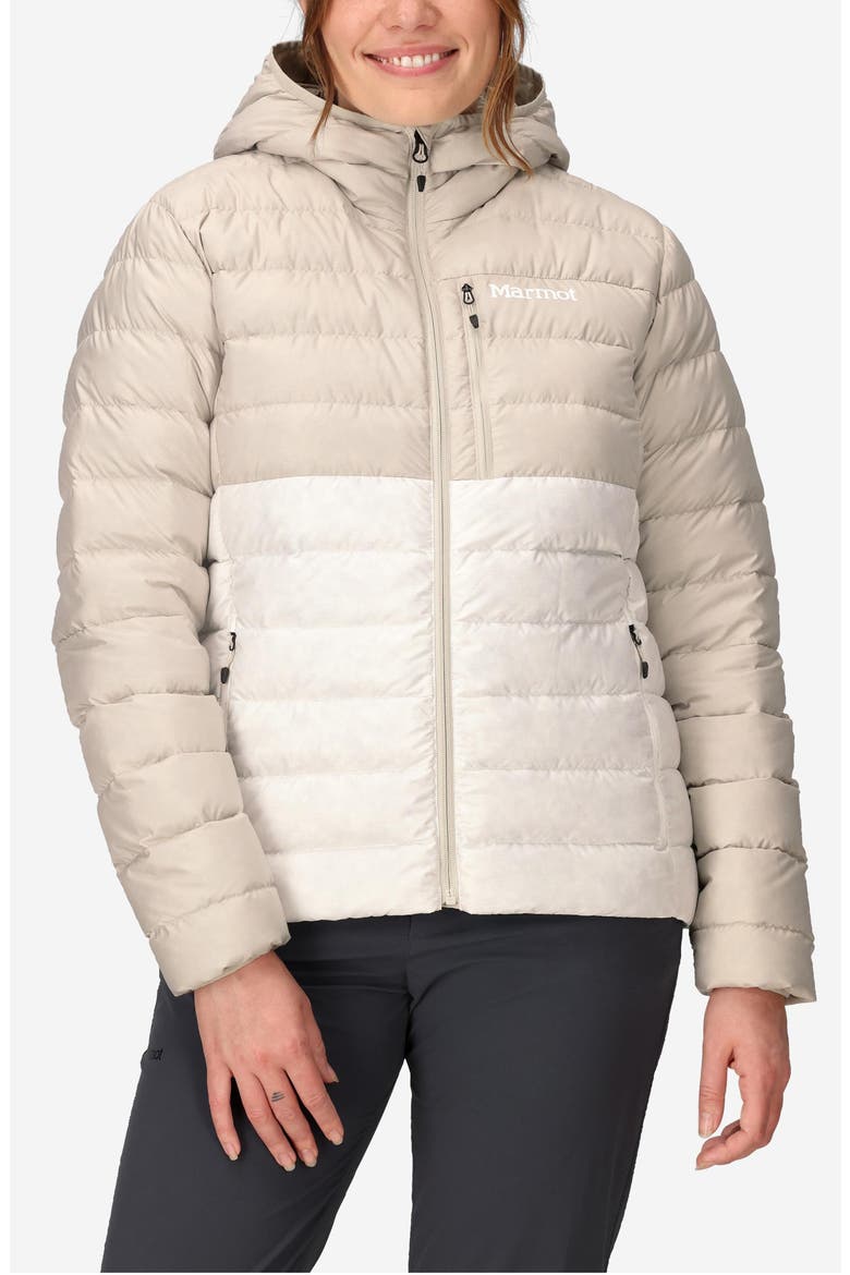 Highlander 700 Fill Power Down Hooded Jacket, Main, color, BIRCH BARK/ PEARL