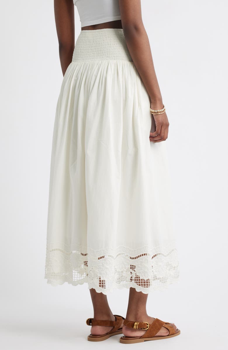 Treasure
Bond Embroidered Eyelet Cotton Smocked Waist Skirt, Alternate, color, Ivory Egret