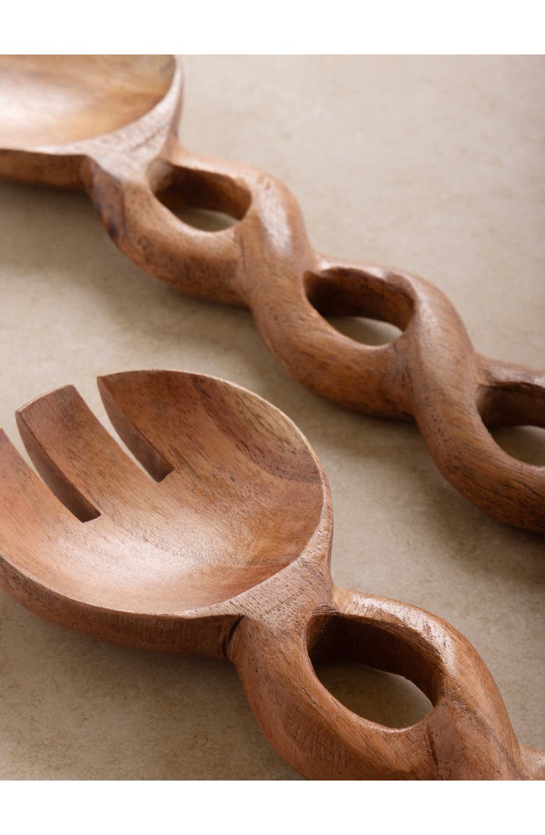 GAURI KOHLI Valencia Salad Servers, Set of 2, Alternate, color, Brown