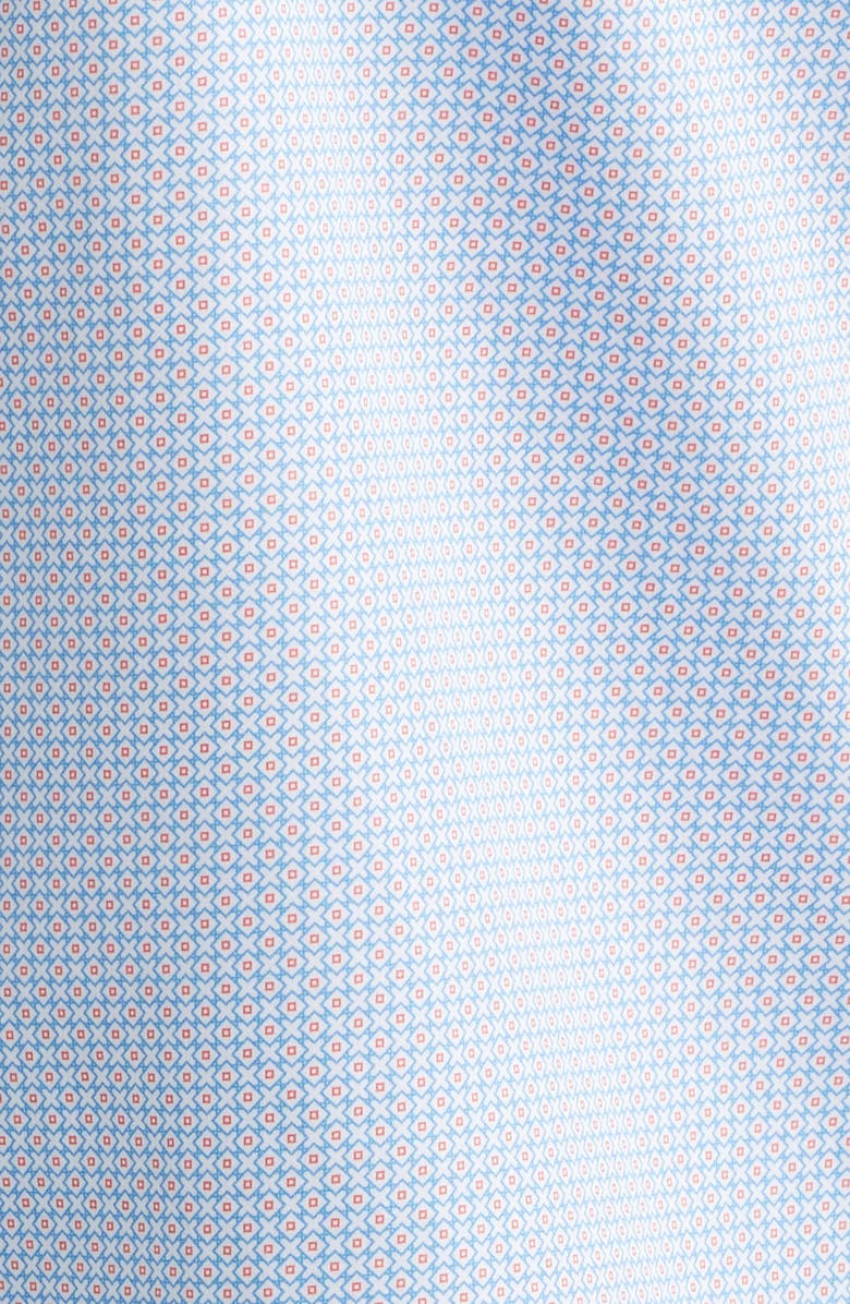 Peter Millar Theo Geo Print Short Sleeve Cotton Button-Up Shirt, Alternate, color, Blue Poppy