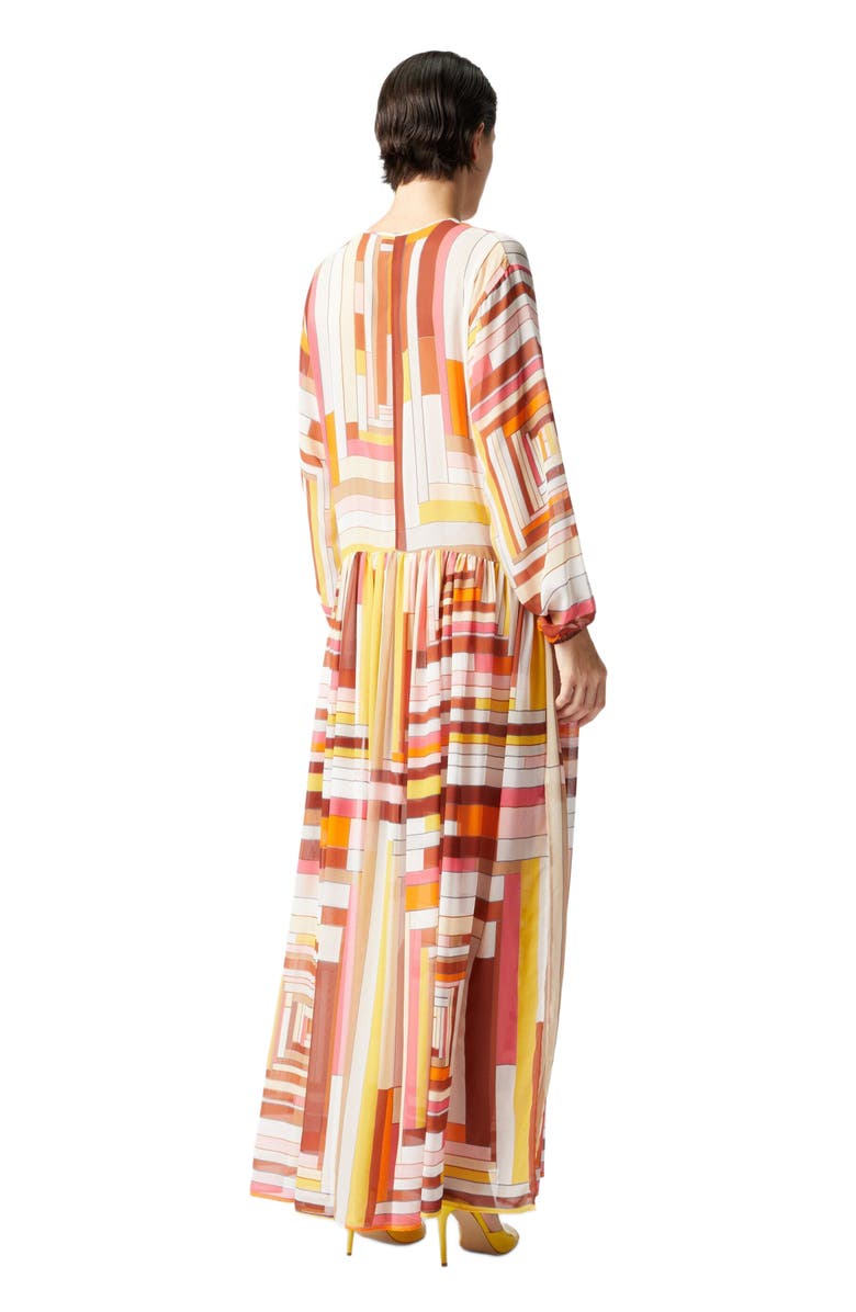 Missoni Long Cover-up Dress In Printed Silk With Long Sleeves, Alternate, color, 