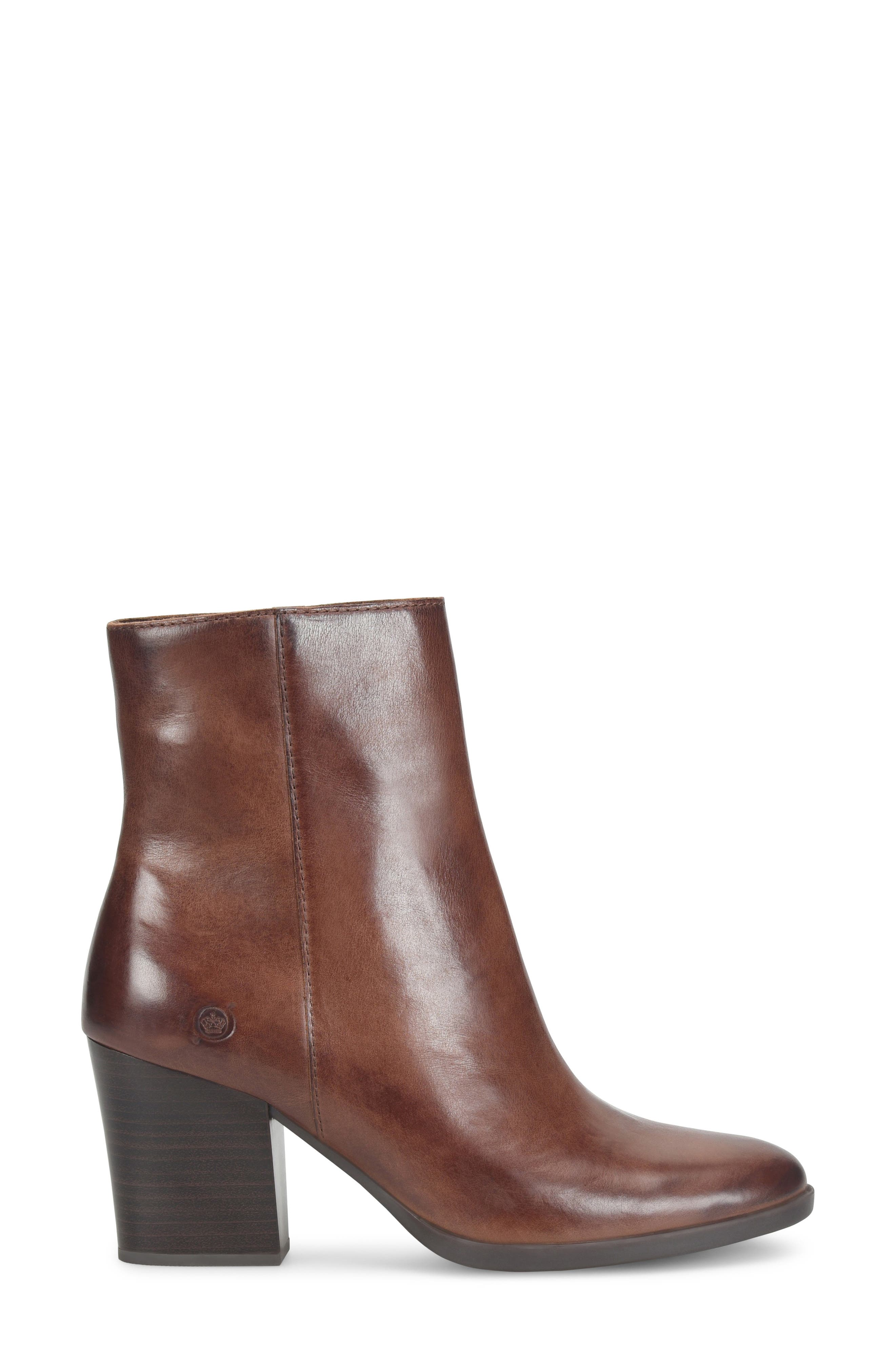 Elina Block Heel Bootie, Alternate, color, BROWN LEATHER