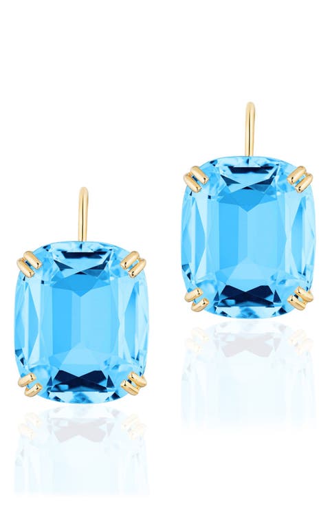Gossip Cushion Cut Stone Drop Earrings