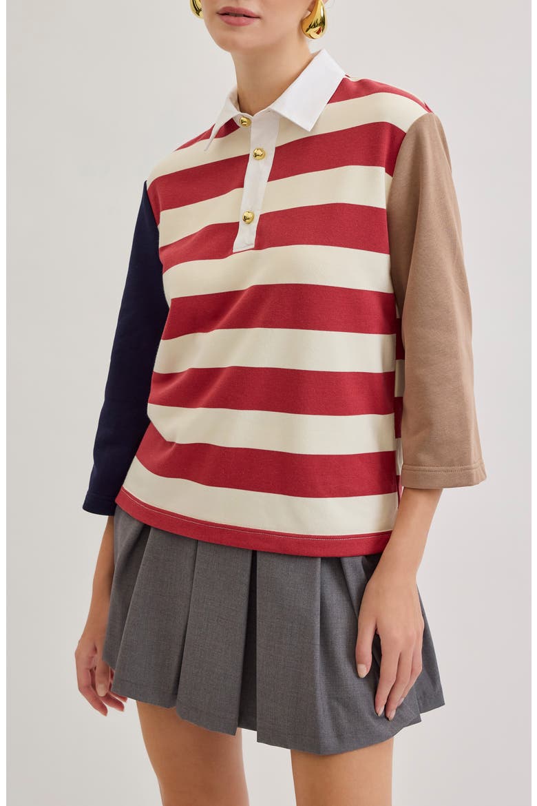 Oliver Striped Colorblock Rugby Shirt, Alternate, color, RUBY STRIPE MULTI
