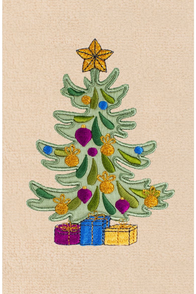 2-Piece Holiday Tree Turkish Cotton Hand Towel Set, Alternate, color, SAND
