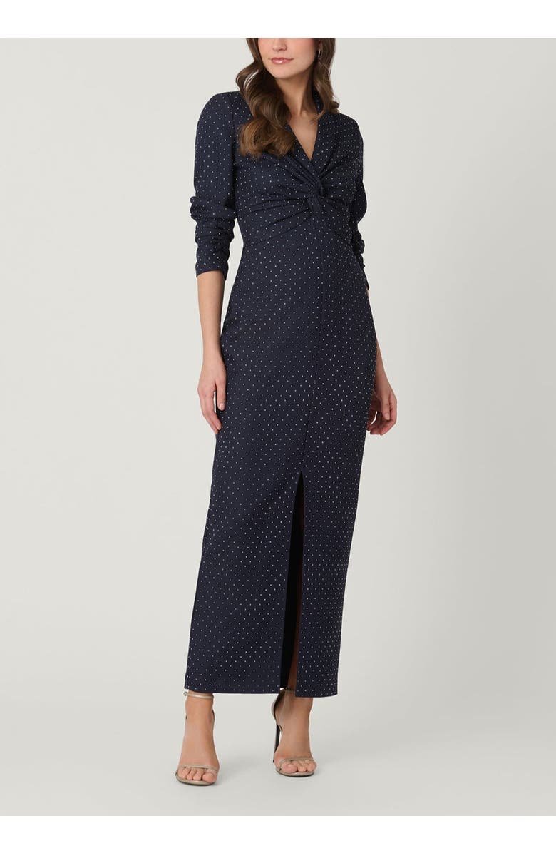 Shoshanna Midnight Midnight Asher Crystal Twill Dress, Main, color, Navy/Silver