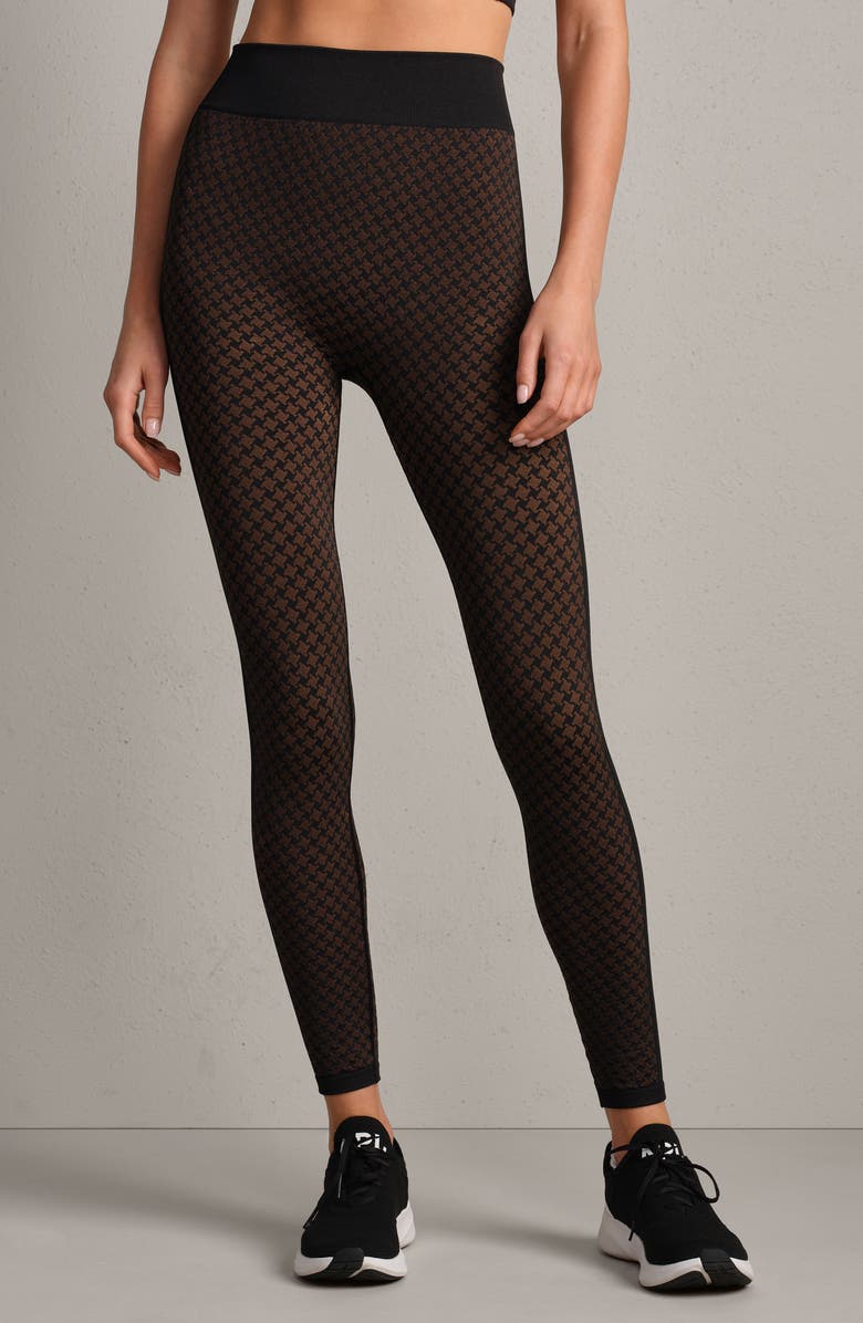 Rhone Houndstooth Check Leggings, Alternate, color, Chestnut Brown