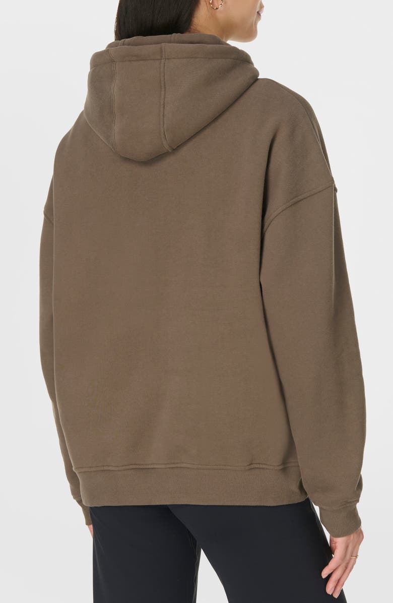 Sweaty Betty Premium Brushed Cotton Fleece Hoodie, Alternate, color, Dark Timber Brown