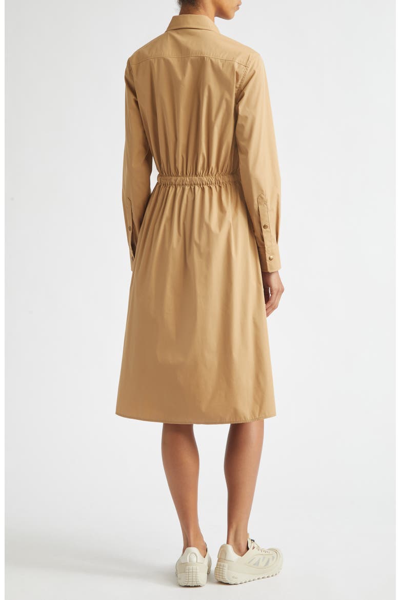 Long Sleeve Cotton & Nylon Zip Shirtdress, Alternate, color, BEIGE