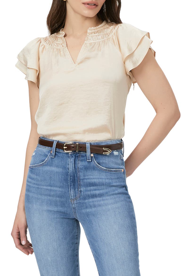 Moriah Split Neck Top, Main, color, ECRU