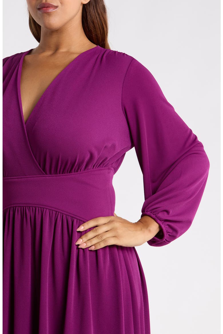 Blouson Sleeve Midi Dress, Alternate, color, BEET