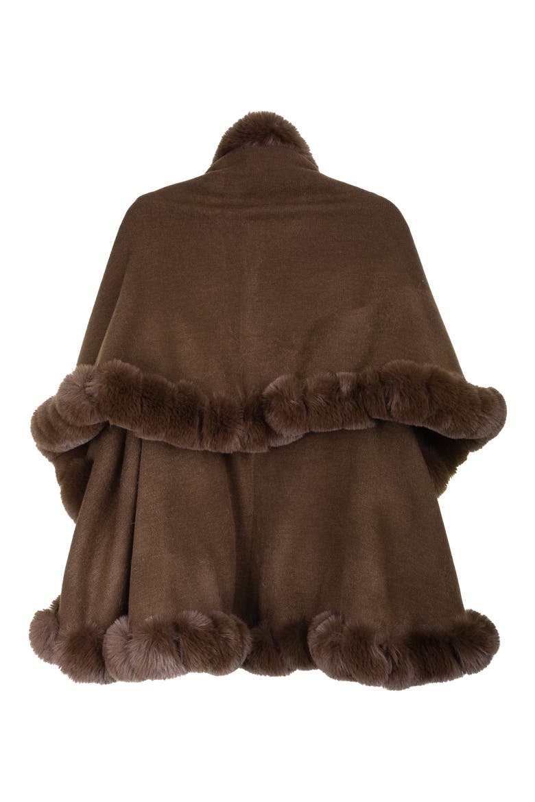 Tiered Faux Fur Cardigan, Alternate, color, BROWN