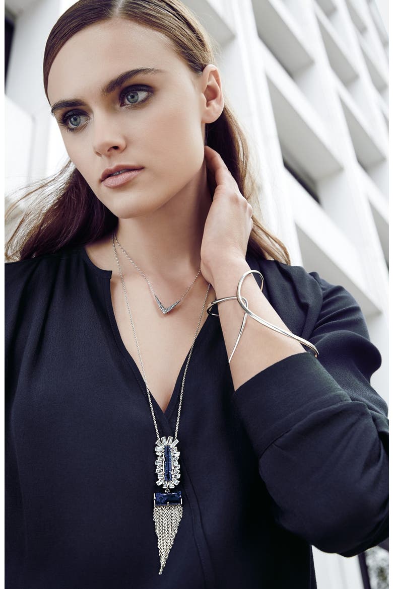 'Miss Havisham' Fringe Stone Pendant Necklace, Alternate, color, SILVER